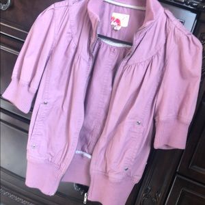 Pink short sleeve bomber jacket